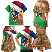 Namibia Map Family Matching Mermaid Dress and Hawaiian Shirt National Emblem & Cultural Motif Design