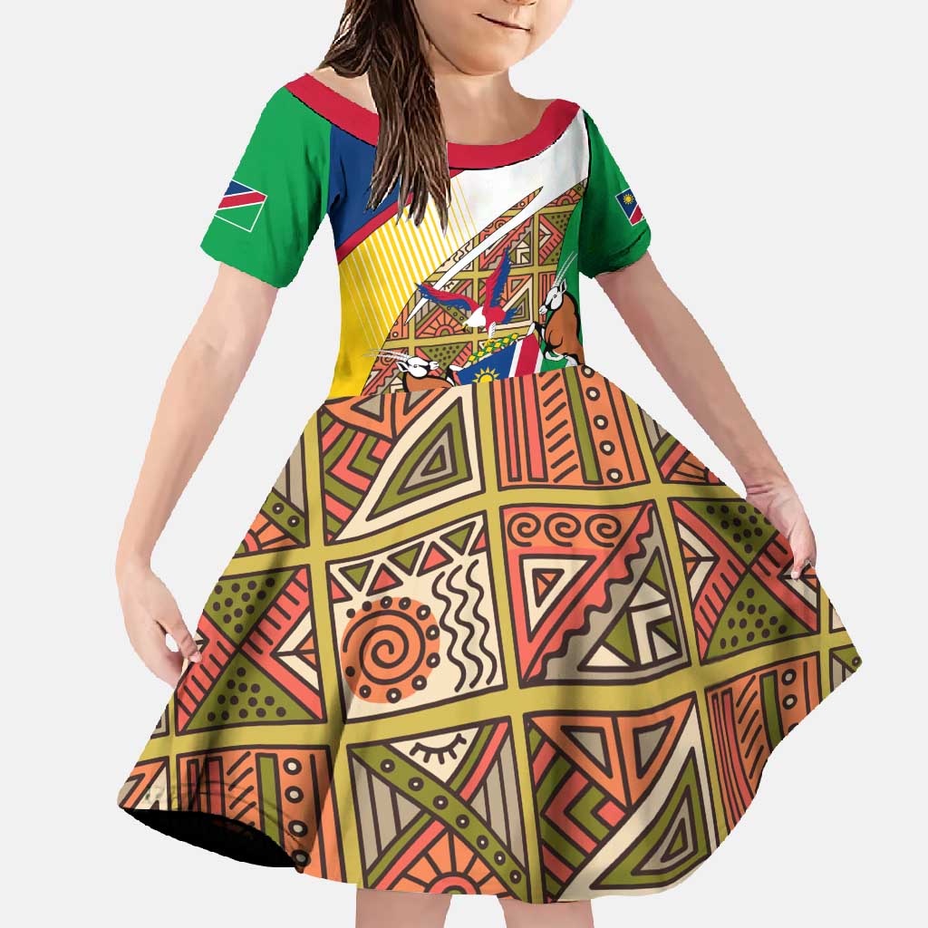 Namibia Map Family Matching Off Shoulder Maxi Dress and Hawaiian Shirt National Emblem & Cultural Motif Design