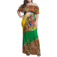 Namibia Map Family Matching Off Shoulder Maxi Dress and Hawaiian Shirt National Emblem & Cultural Motif Design