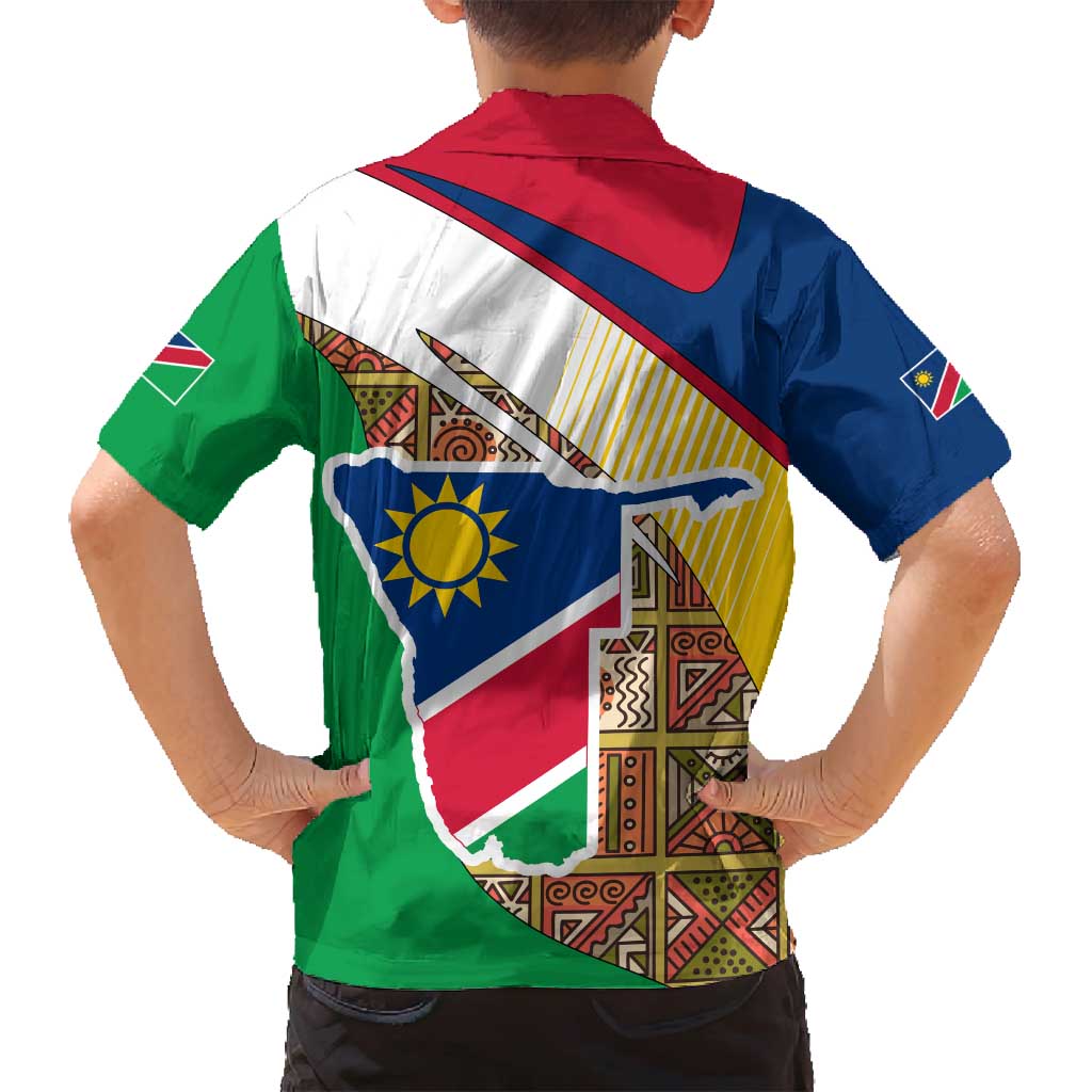 Namibia Map Family Matching Off Shoulder Short Dress and Hawaiian Shirt National Emblem & Cultural Motif Design
