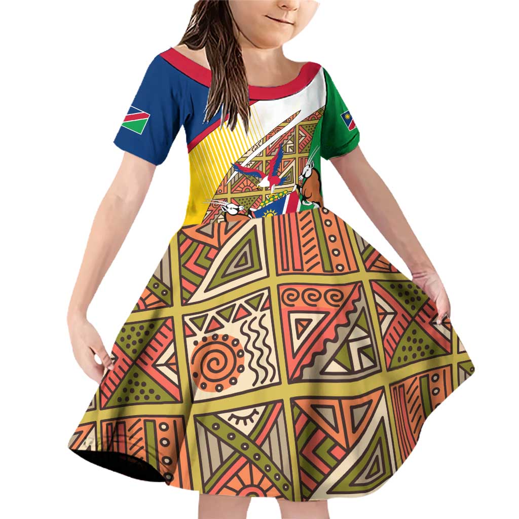 Namibia Map Family Matching Off Shoulder Short Dress and Hawaiian Shirt National Emblem & Cultural Motif Design