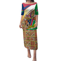 Namibia Map Family Matching Puletasi and Hawaiian Shirt National Emblem & Cultural Motif Design