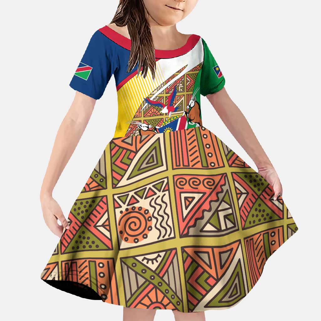 Namibia Map Family Matching Summer Maxi Dress and Hawaiian Shirt National Emblem & Cultural Motif Design