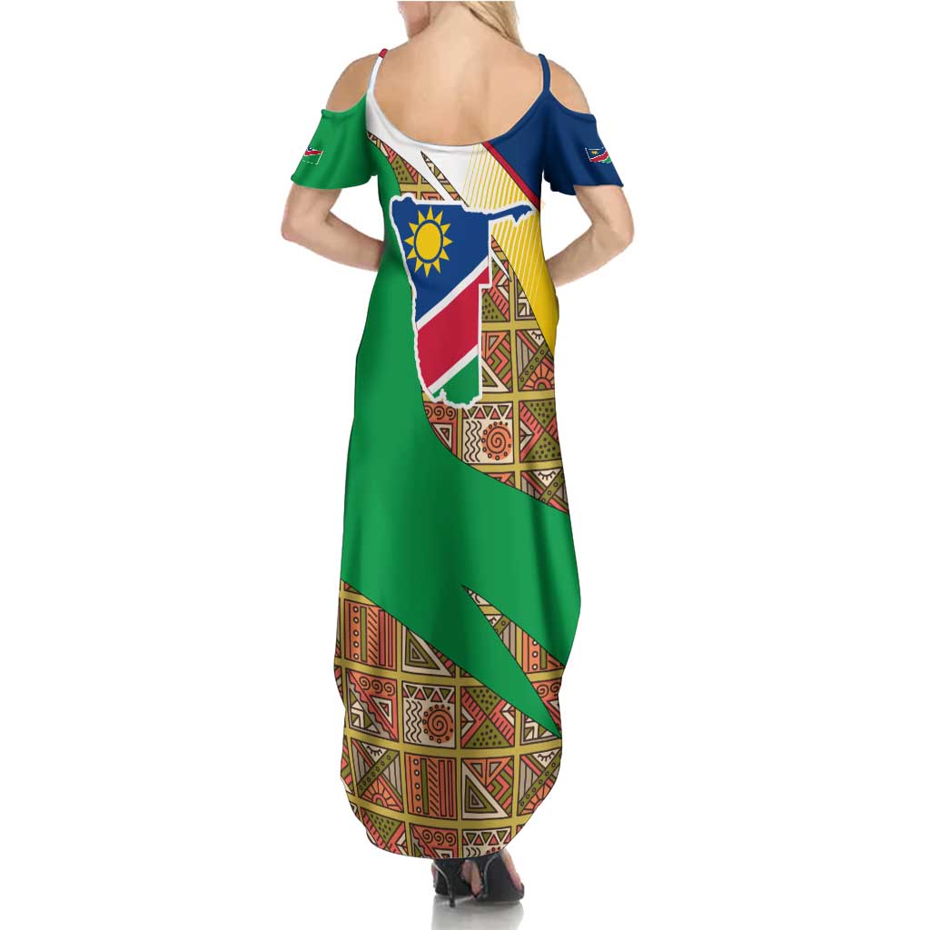 Namibia Map Family Matching Summer Maxi Dress and Hawaiian Shirt National Emblem & Cultural Motif Design