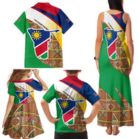 Namibia Map Family Matching Tank Maxi Dress and Hawaiian Shirt National Emblem & Cultural Motif Design