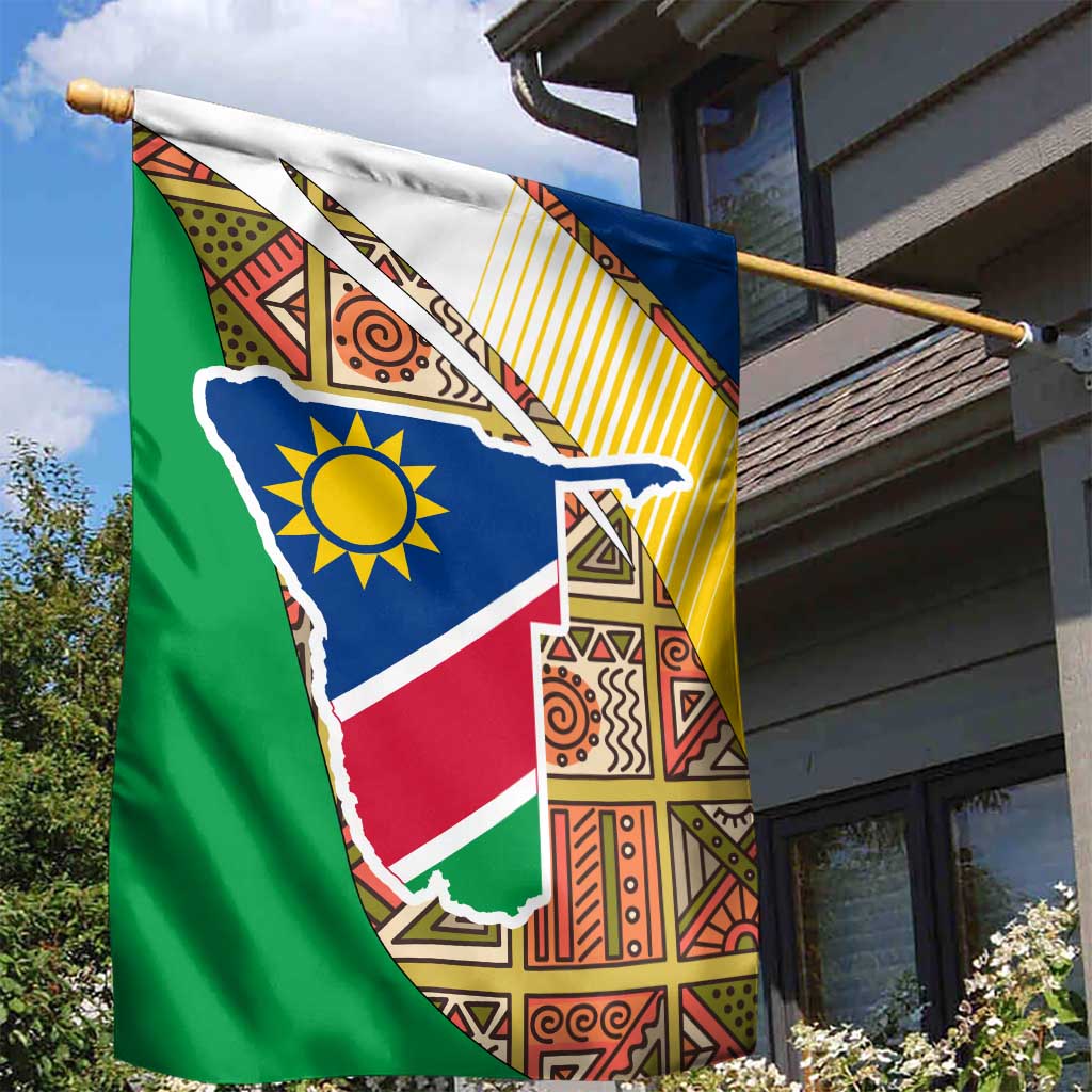 Namibia Map Garden Flag National Emblem & Cultural Motif Design