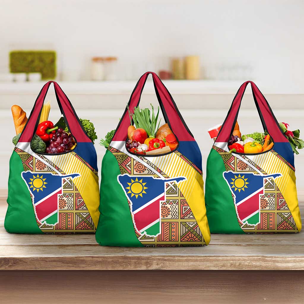 Namibia Map Grocery Bag National Emblem & Cultural Motif Design