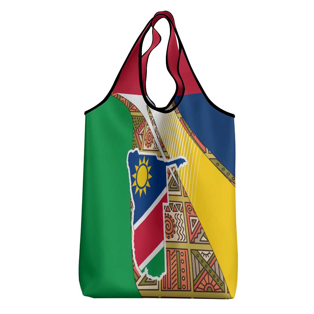 Namibia Map Grocery Bag National Emblem & Cultural Motif Design