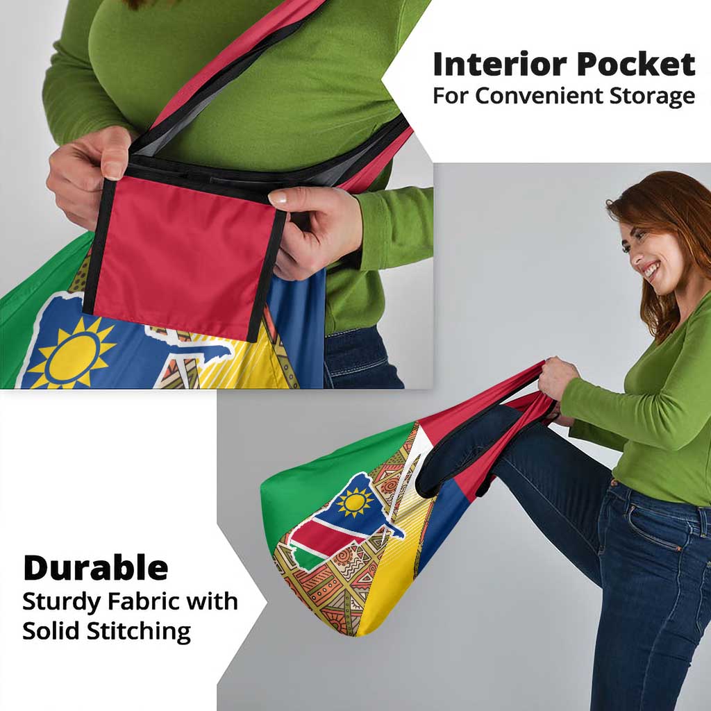 Namibia Map Grocery Bag National Emblem & Cultural Motif Design