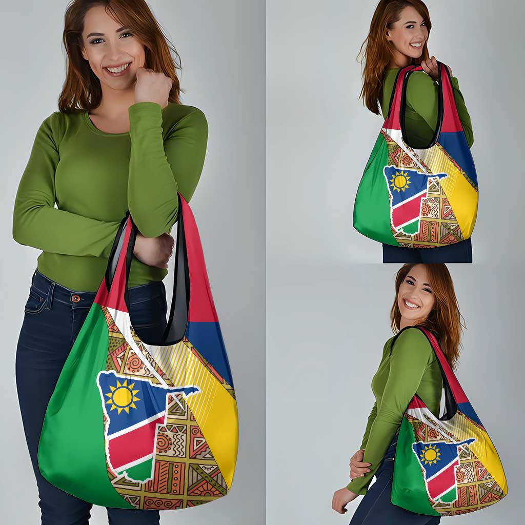 Namibia Map Grocery Bag National Emblem & Cultural Motif Design