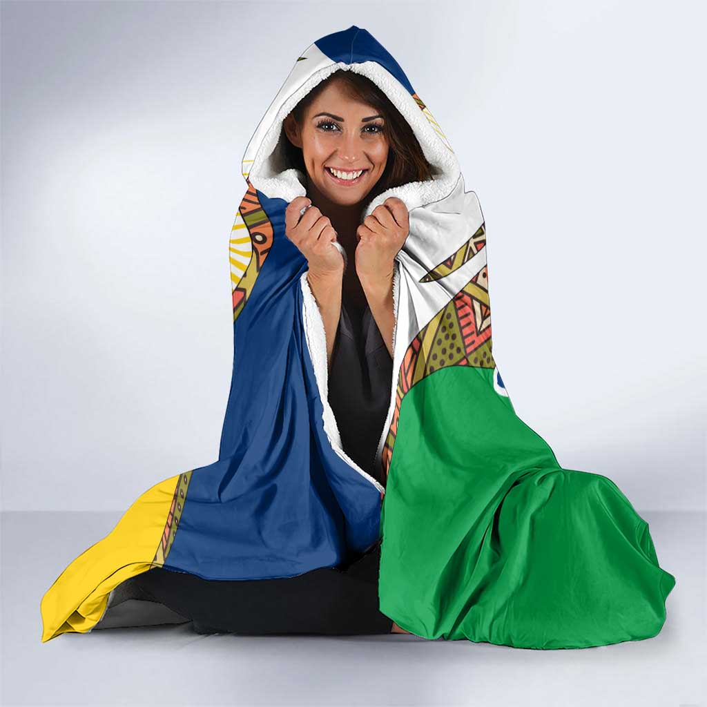 Namibia Map Hooded Blanket National Emblem & Cultural Motif Design