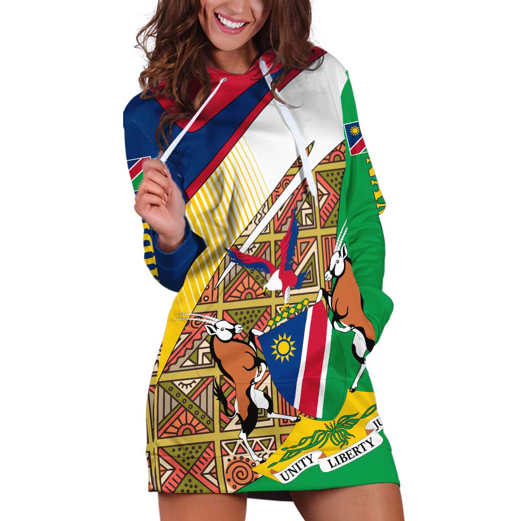 Namibia Map Hoodie Dress National Emblem & Cultural Motif Design