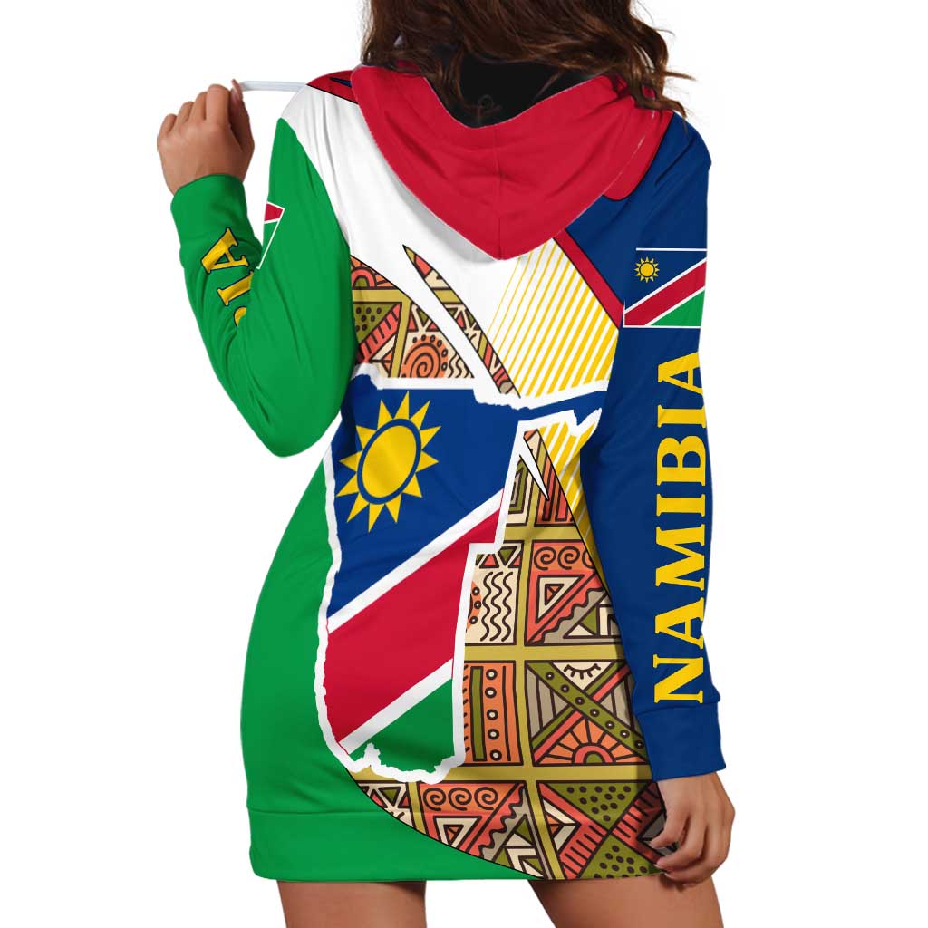 Namibia Map Hoodie Dress National Emblem & Cultural Motif Design