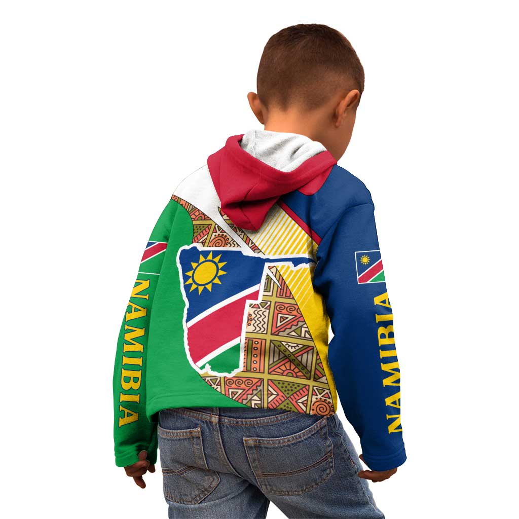 Namibia Map Kid Hoodie National Emblem & Cultural Motif Design