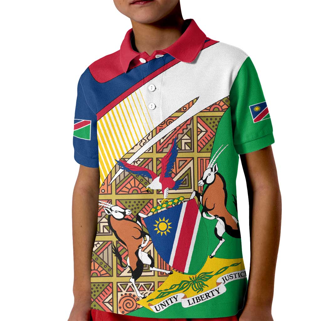 Namibia Map Kid Polo Shirt National Emblem & Cultural Motif Design