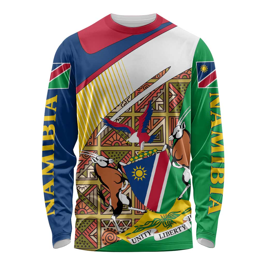 Namibia Map Long Sleeve Shirt National Emblem & Cultural Motif Design
