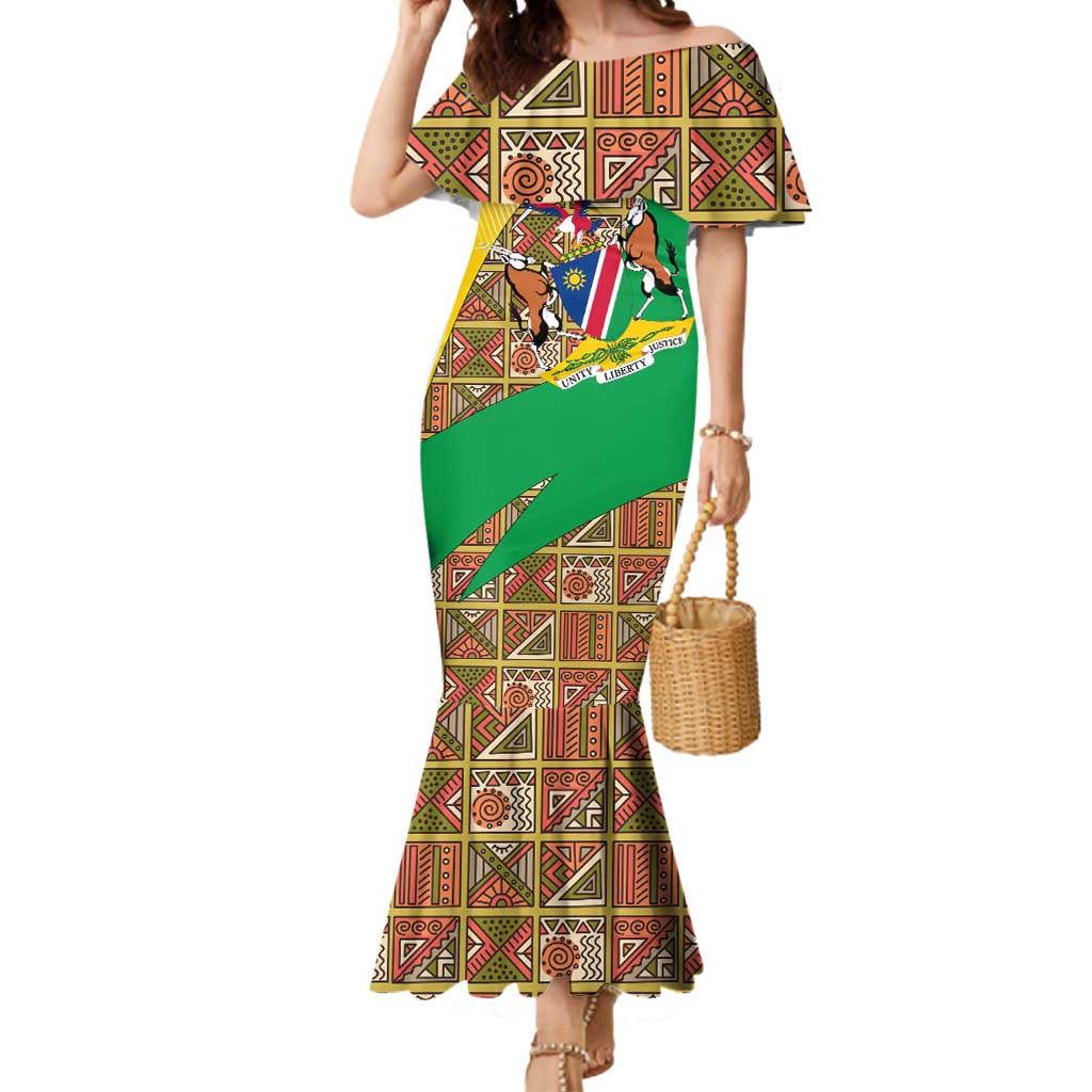 Namibia Map Mermaid Dress National Emblem & Cultural Motif Design