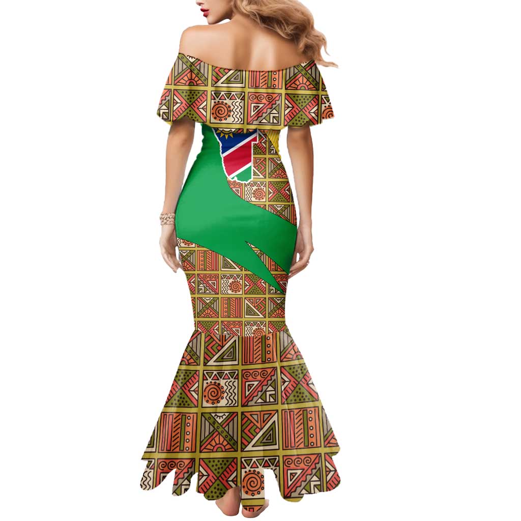 Namibia Map Mermaid Dress National Emblem & Cultural Motif Design