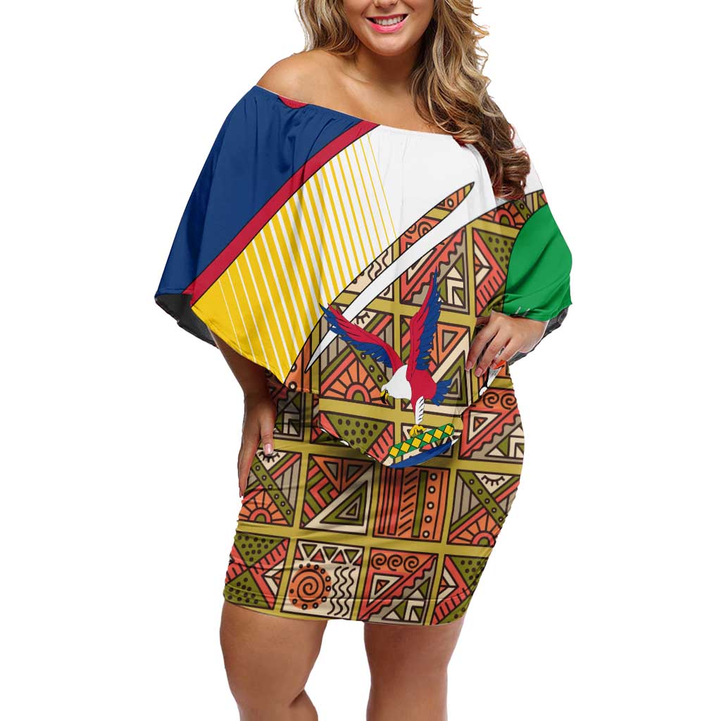 Namibia Map Off Shoulder Short Dress National Emblem & Cultural Motif Design