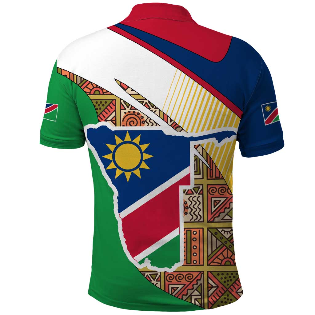 Namibia Map Polo Shirt National Emblem & Cultural Motif Design