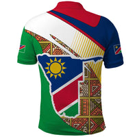 Namibia Map Polo Shirt National Emblem & Cultural Motif Design