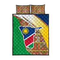 Namibia Map Quilt Bed Set National Emblem & Cultural Motif Design