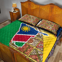 Namibia Map Quilt Bed Set National Emblem & Cultural Motif Design