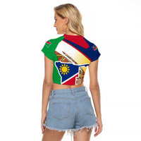 Namibia Map Raglan Cropped T Shirt National Emblem & Cultural Motif Design