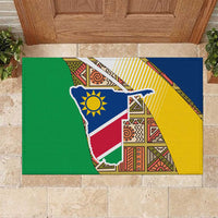 Namibia Map Rubber Doormat National Emblem & Cultural Motif Design