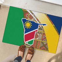 Namibia Map Rubber Doormat National Emblem & Cultural Motif Design