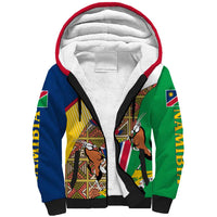 Namibia Map Sherpa Hoodie National Emblem & Cultural Motif Design