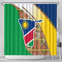 Namibia Map Shower Curtain National Emblem & Cultural Motif Design