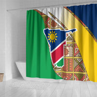Namibia Map Shower Curtain National Emblem & Cultural Motif Design