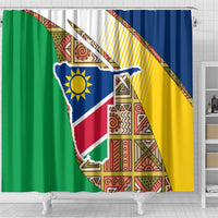 Namibia Map Shower Curtain National Emblem & Cultural Motif Design