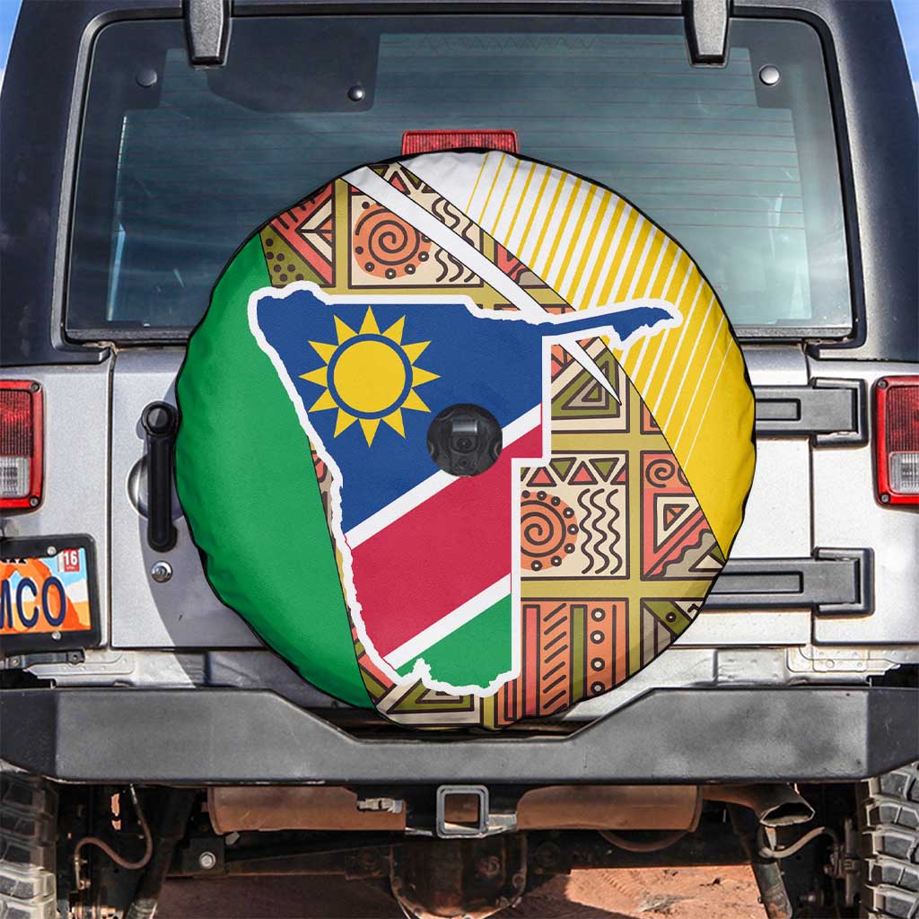 Namibia Map Spare Tire Cover National Emblem & Cultural Motif Design