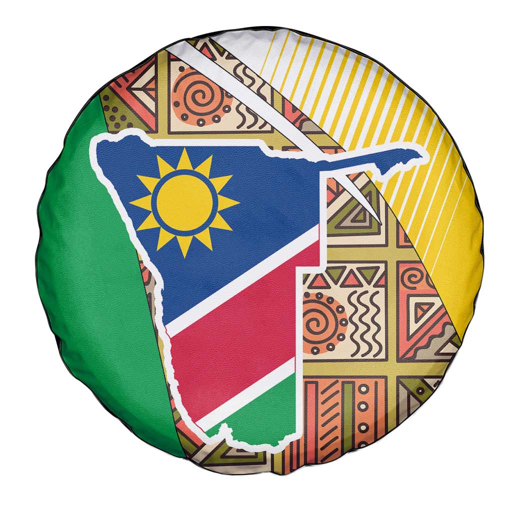 Namibia Map Spare Tire Cover National Emblem & Cultural Motif Design