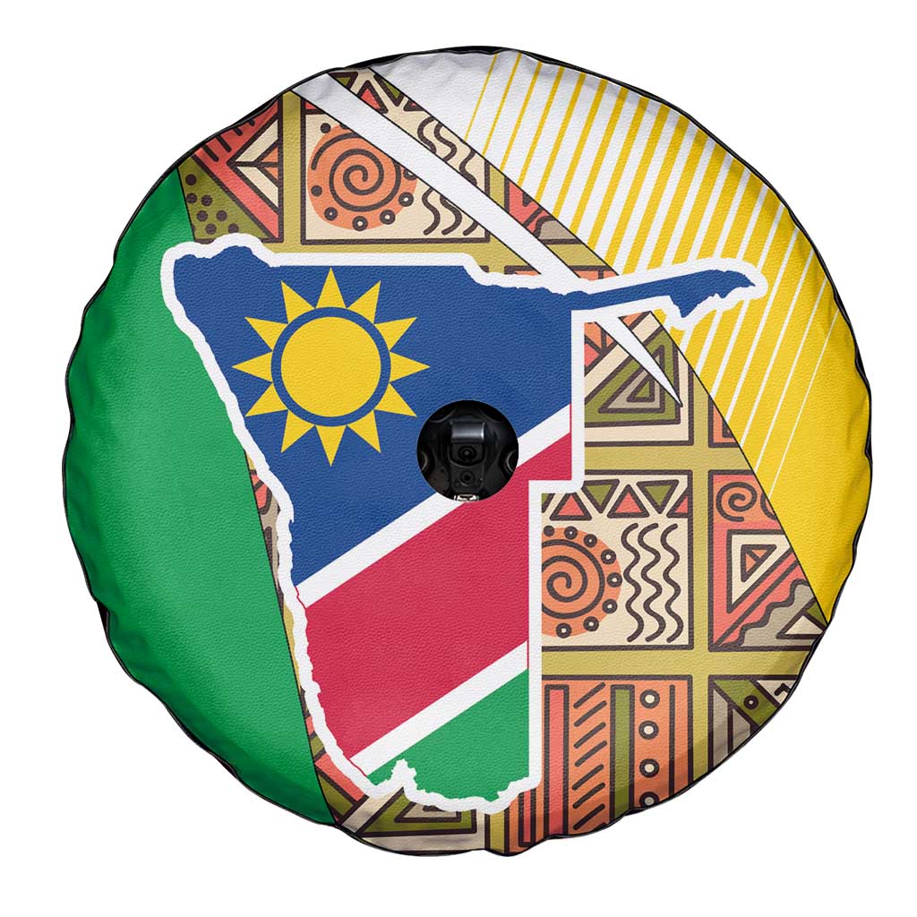 Namibia Map Spare Tire Cover National Emblem & Cultural Motif Design