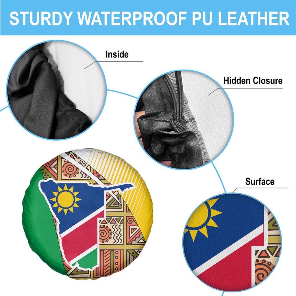 Namibia Map Spare Tire Cover National Emblem & Cultural Motif Design