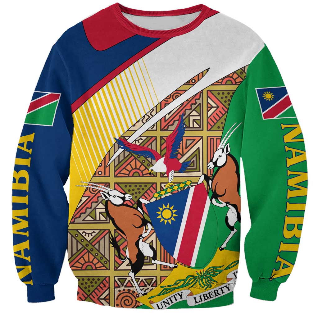 Namibia Map Sweatshirt National Emblem & Cultural Motif Design