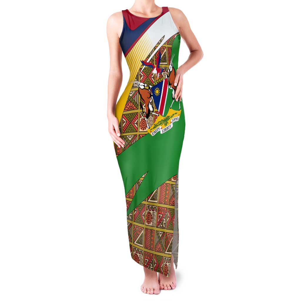 Namibia Map Tank Maxi Dress National Emblem & Cultural Motif Design