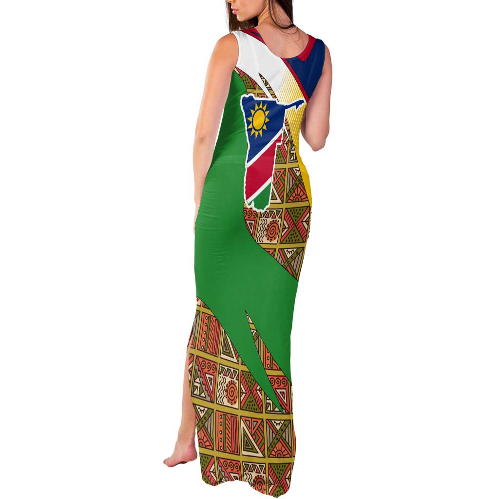 Namibia Map Tank Maxi Dress National Emblem & Cultural Motif Design