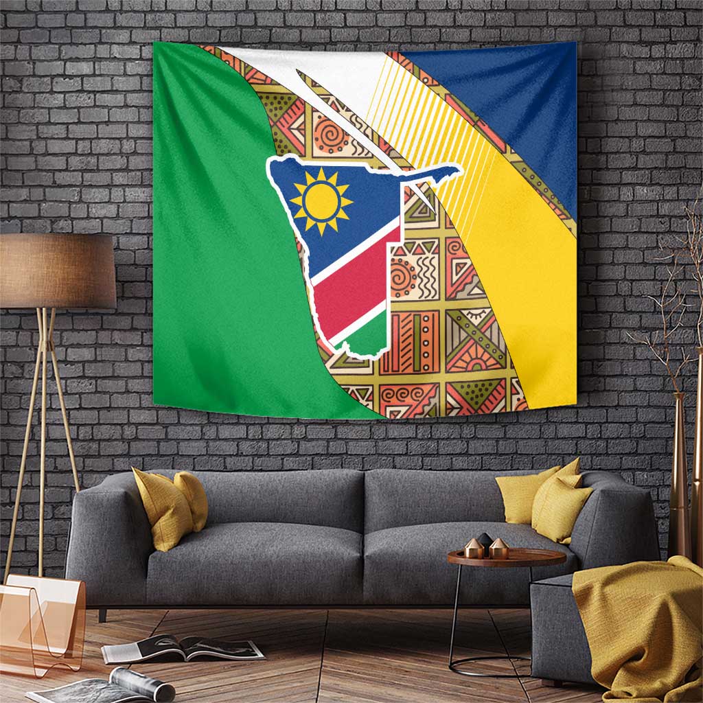 Namibia Map Tapestry National Emblem & Cultural Motif Design