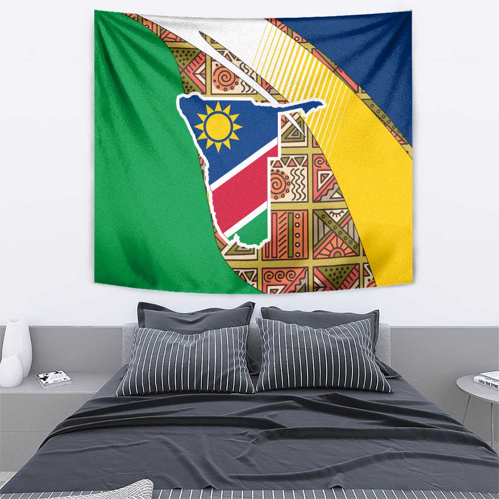 Namibia Map Tapestry National Emblem & Cultural Motif Design