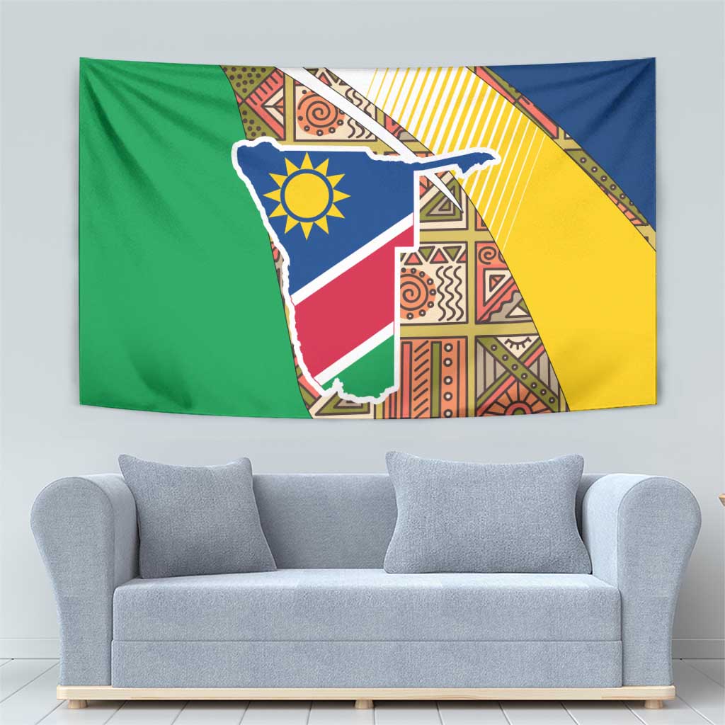 Namibia Map Tapestry National Emblem & Cultural Motif Design