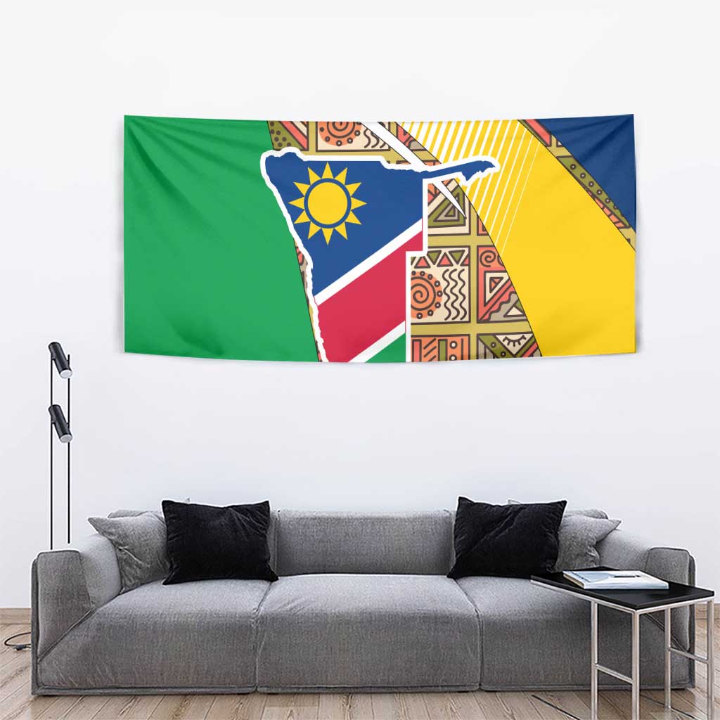 Namibia Map Tapestry National Emblem & Cultural Motif Design