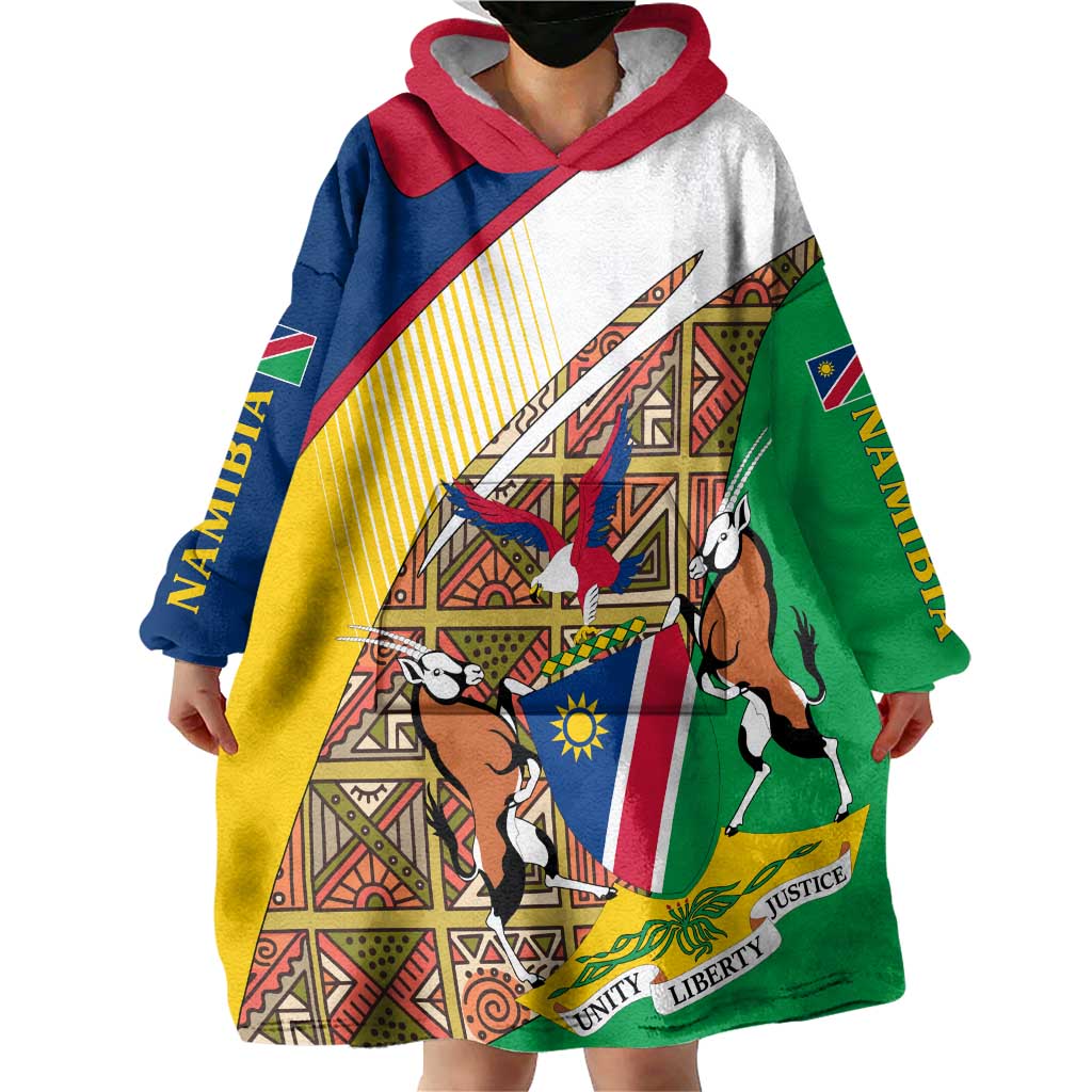 Namibia Map Wearable Blanket Hoodie National Emblem & Cultural Motif Design