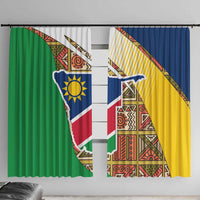 Namibia Map Window Curtain National Emblem & Cultural Motif Design
