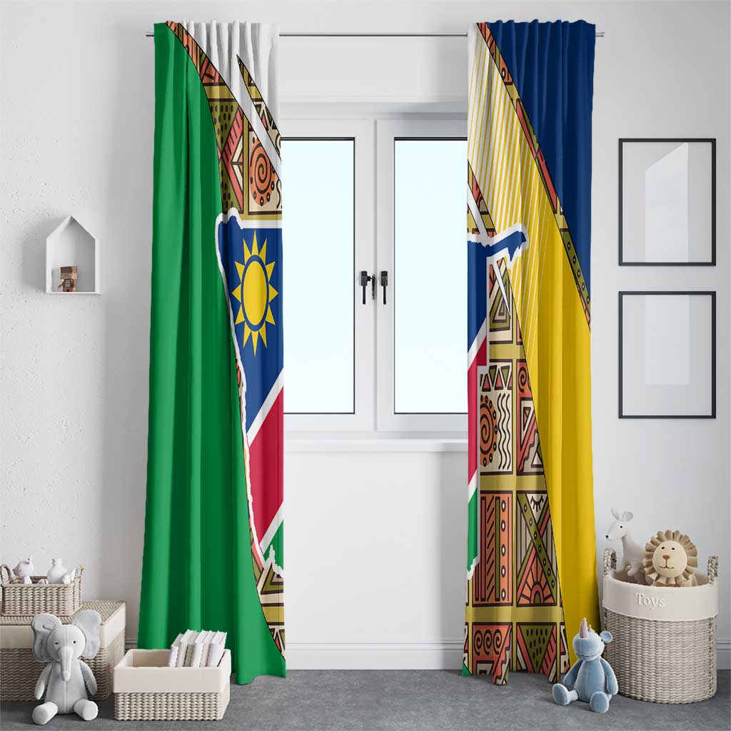 Namibia Map Window Curtain National Emblem & Cultural Motif Design