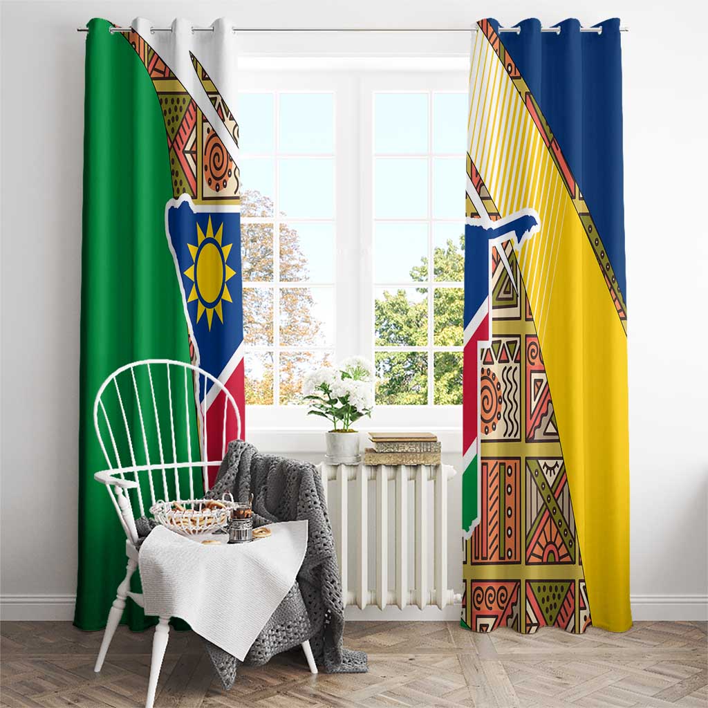 Namibia Map Window Curtain National Emblem & Cultural Motif Design