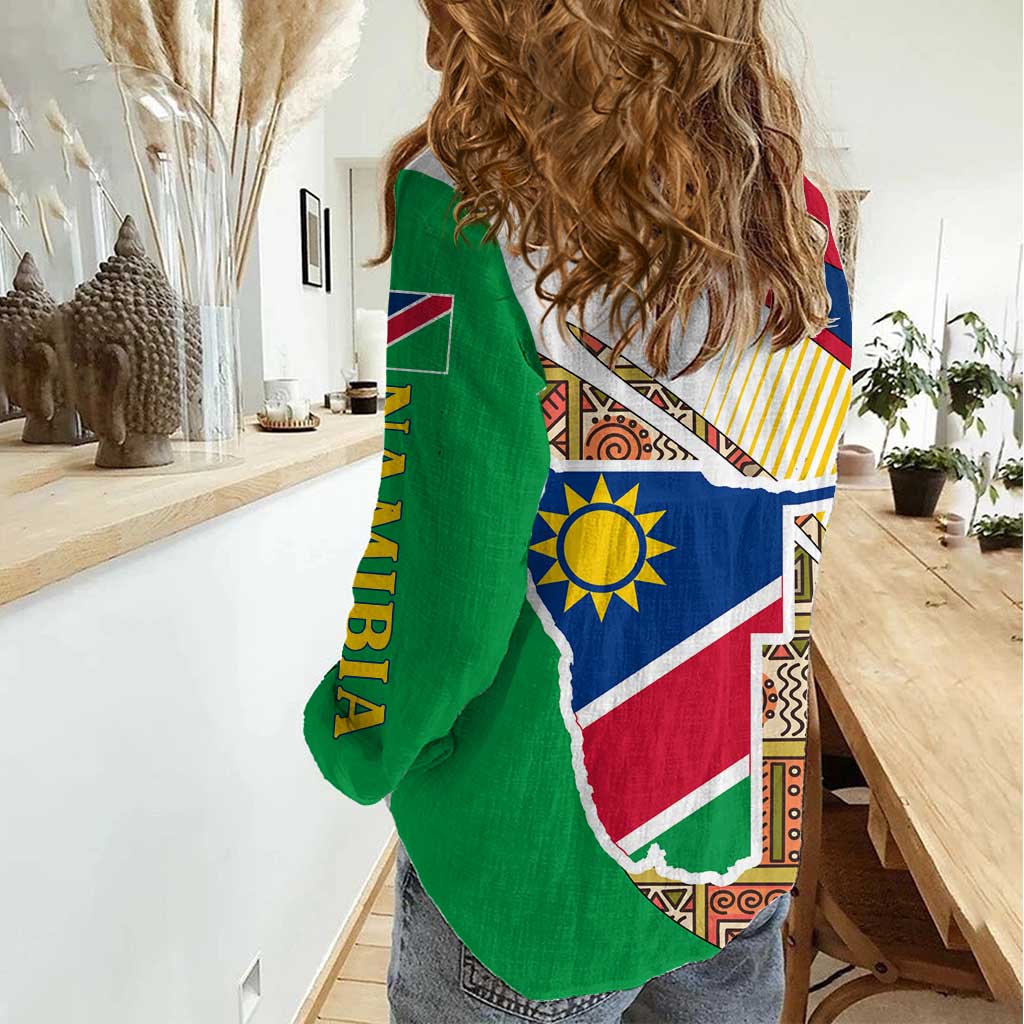 Namibia Map Women Casual Shirt National Emblem & Cultural Motif Design